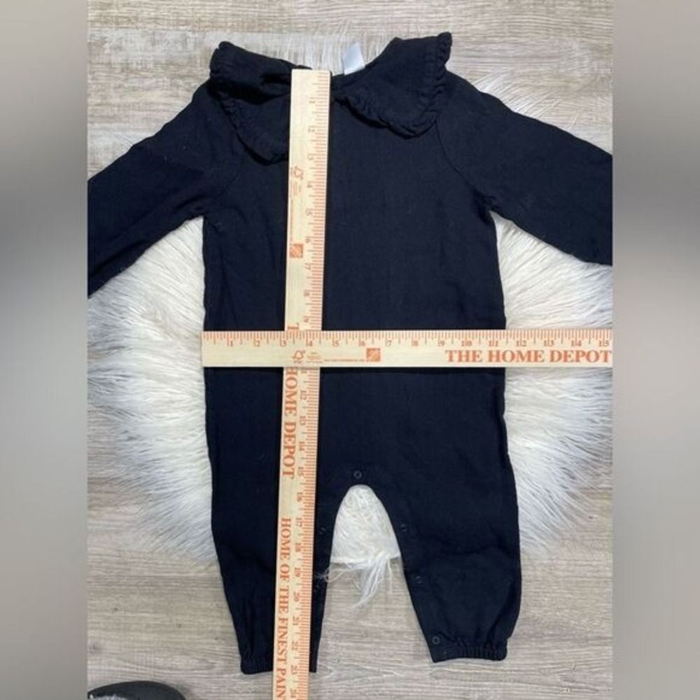 Nordstrom Baby 12M onesie Black Collar Ruffle Crepe Snaps Halloween LN - Picture 3 of 8